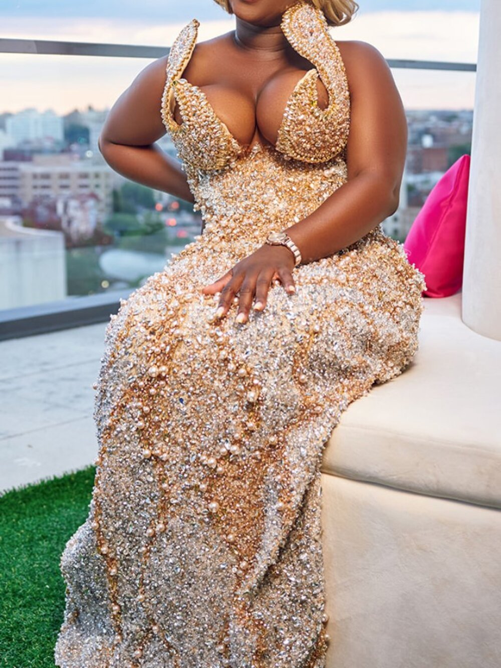 Custom Hand-beaded Evening Gown